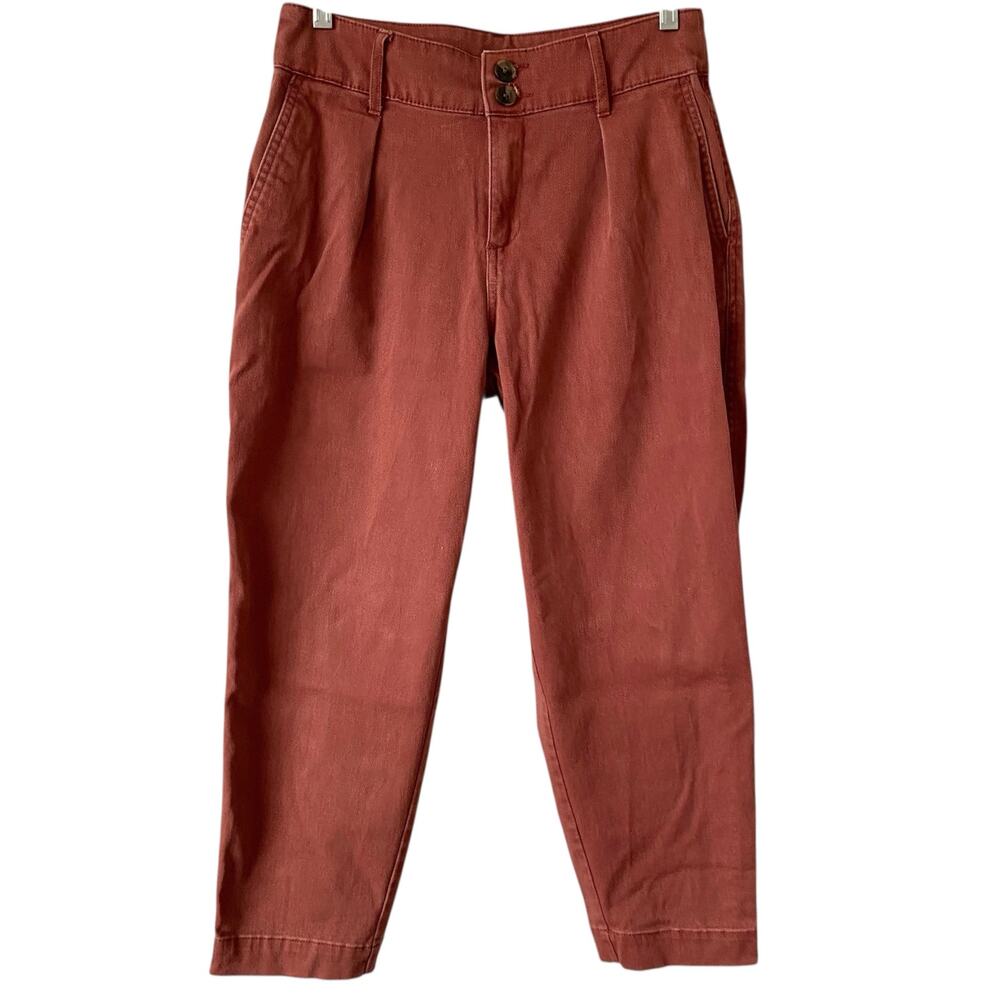 A NEW DAY Rusty Red Tapered Cropped Jeans Size 6 Relaxed Fit Stretch Summer